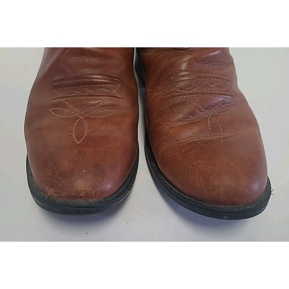 Old West Boots Brown‎ And Turquoise 1905 Youth Size 5.5 Women's 7.5 - Picture 4 of 11